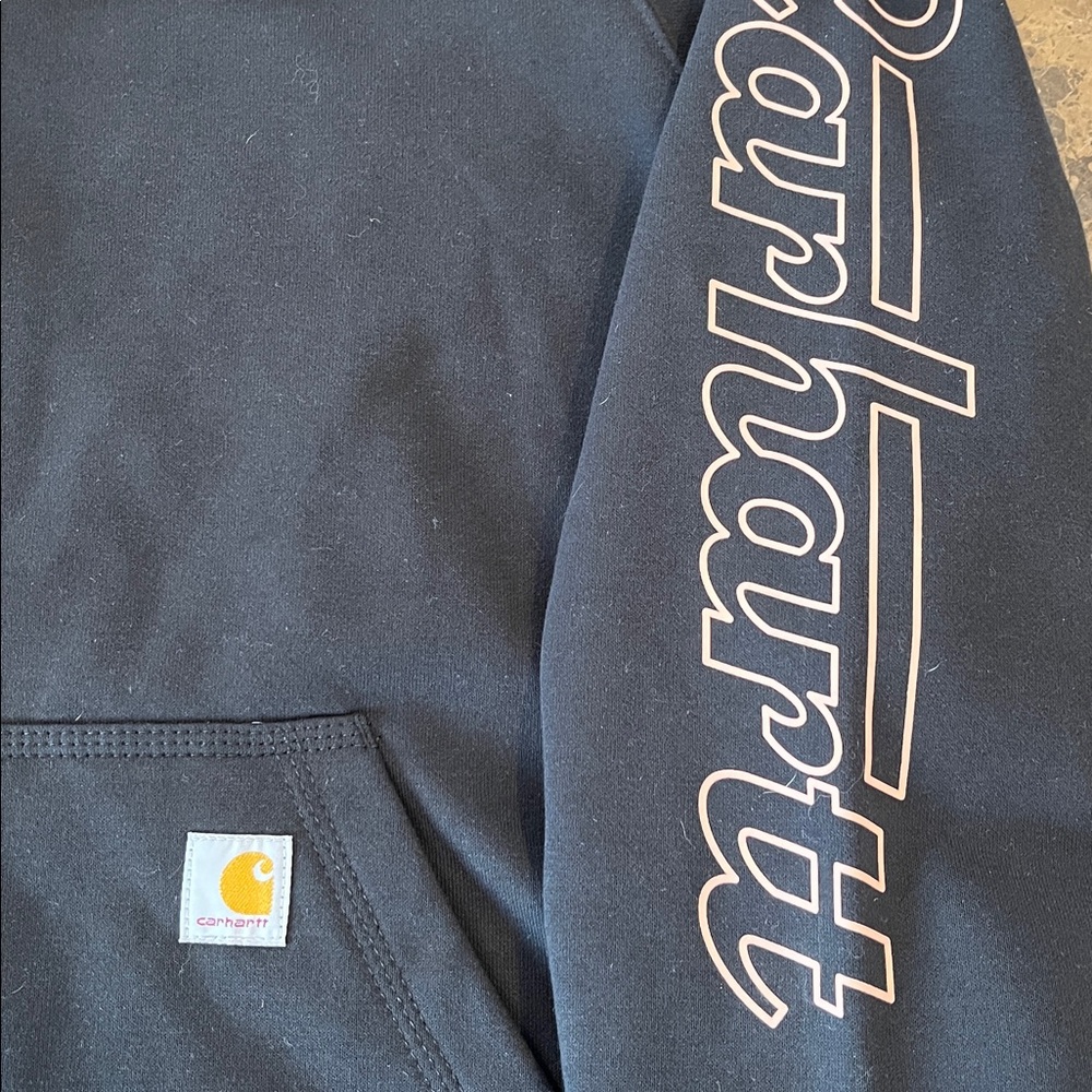 🆕 Carhartt Rain Defender Relaxed Fit Logo Sleeve Graphic Sweatshirt Hoodie Black - Picture 5 of 5